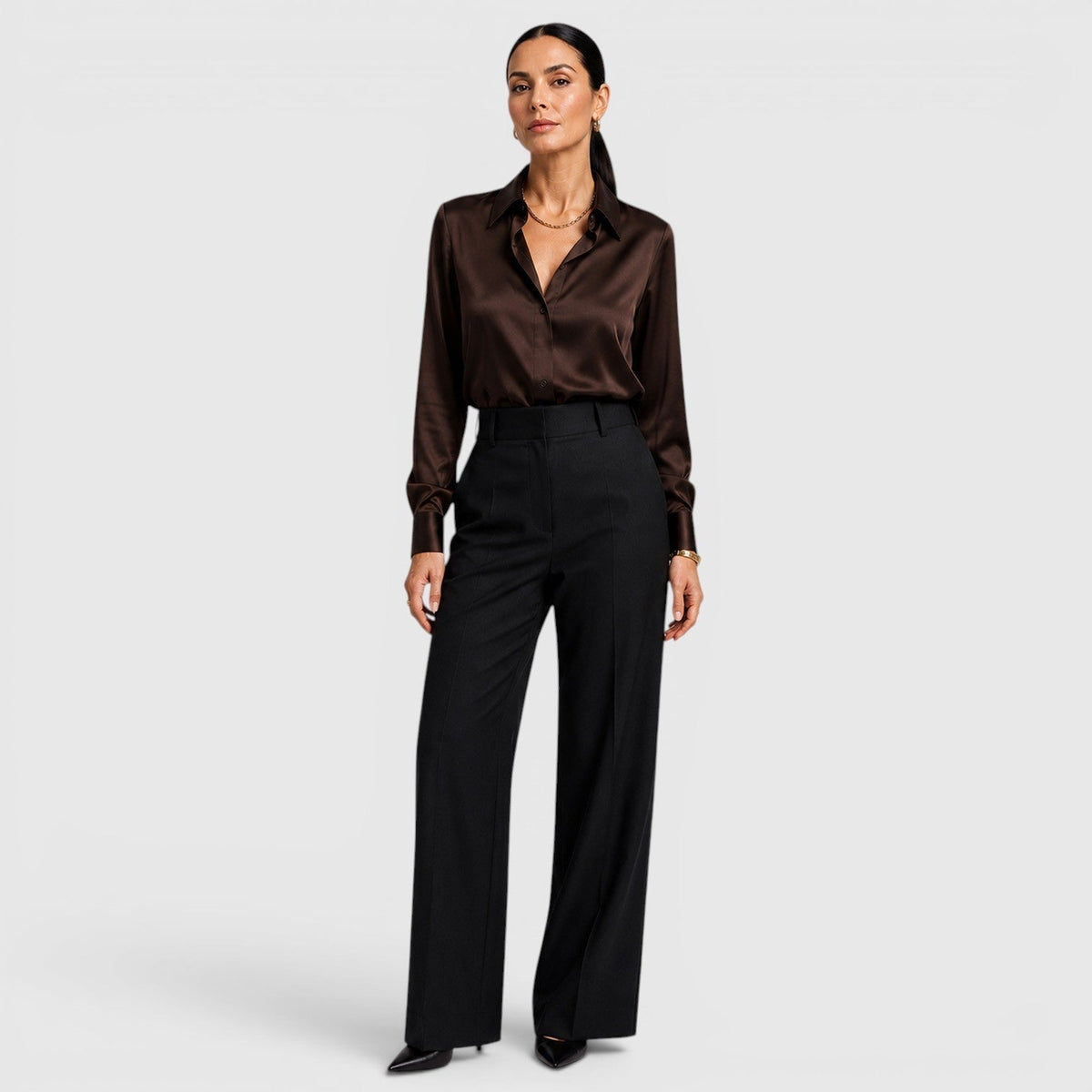 Blusa Donna in Raso con Colletto