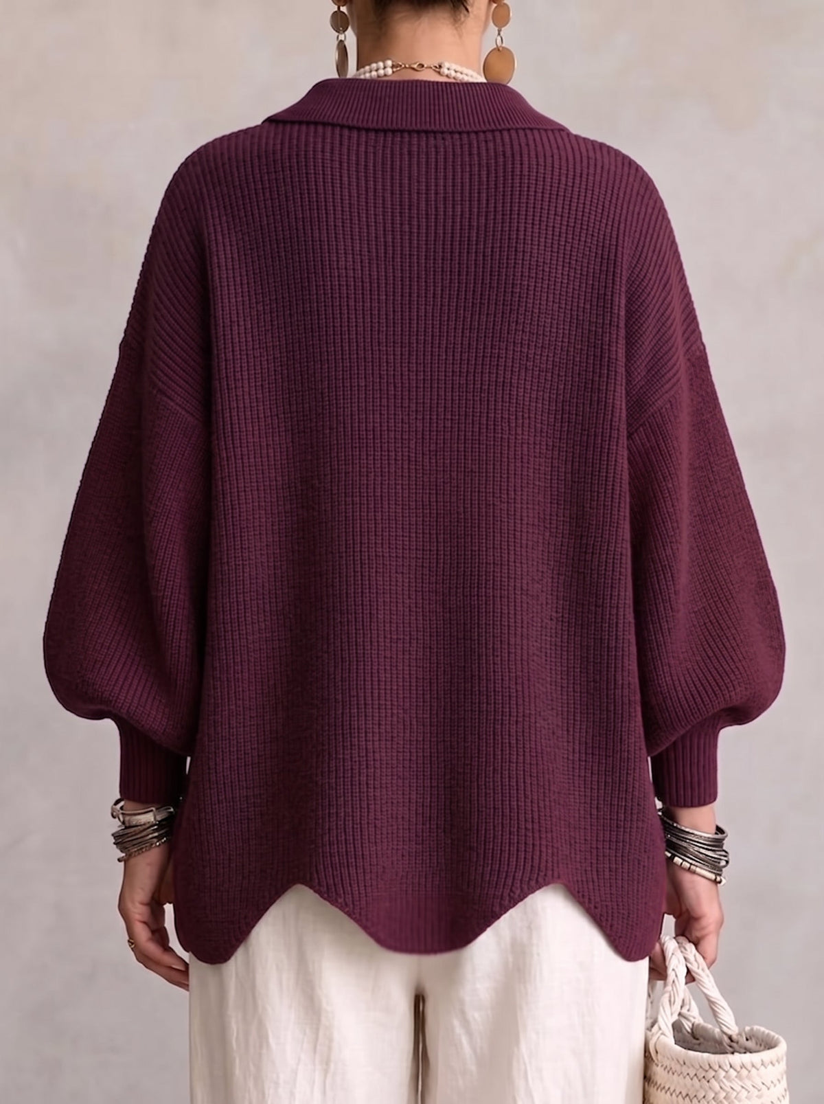 Karina | Cardigan oversize con colletto e bottoni dorati