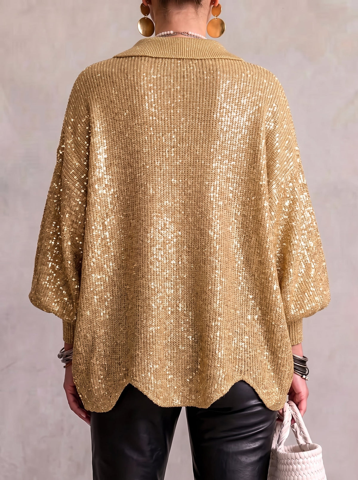 Karina | Cardigan oversize con colletto e bottoni dorati