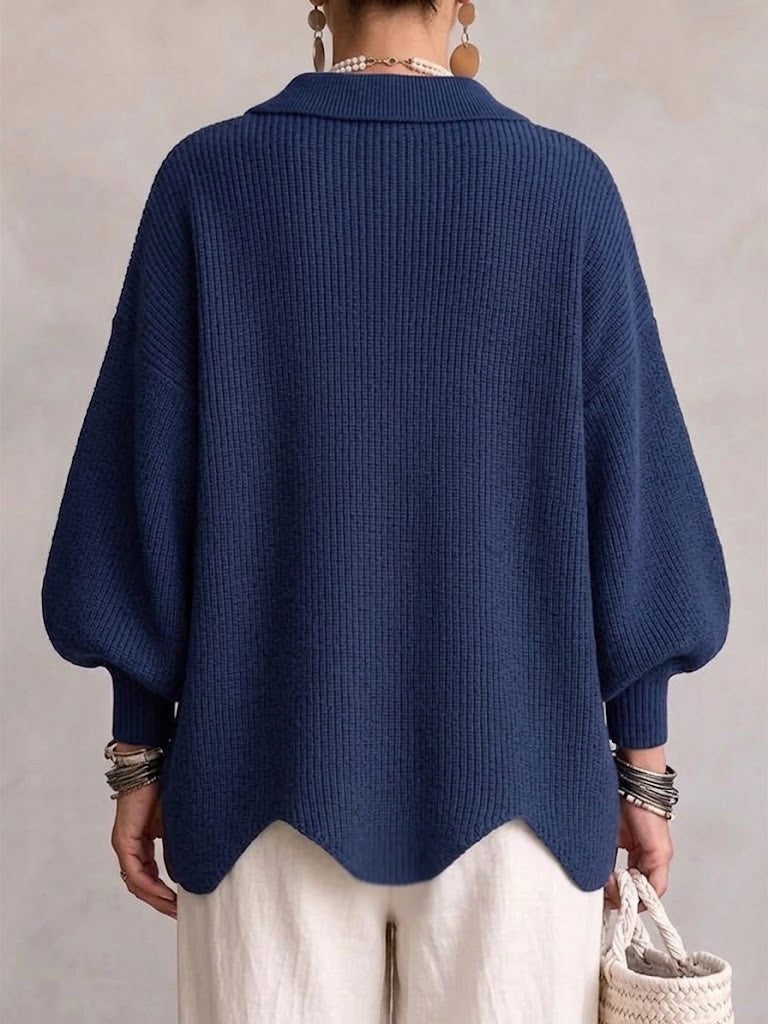 Karina | Cardigan oversize con colletto e bottoni dorati