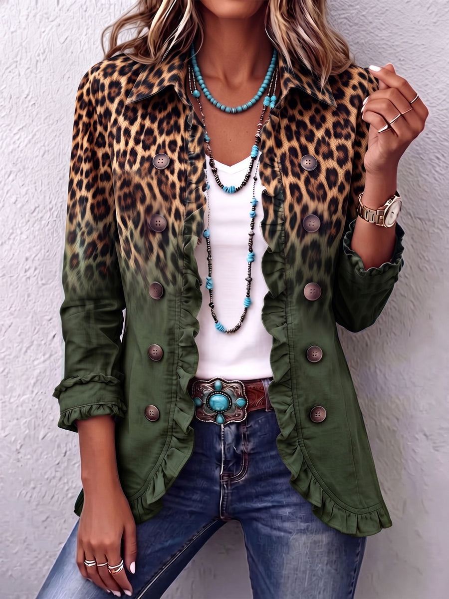Luisa | Blazer Leopardato Sfumato Verde Oliva