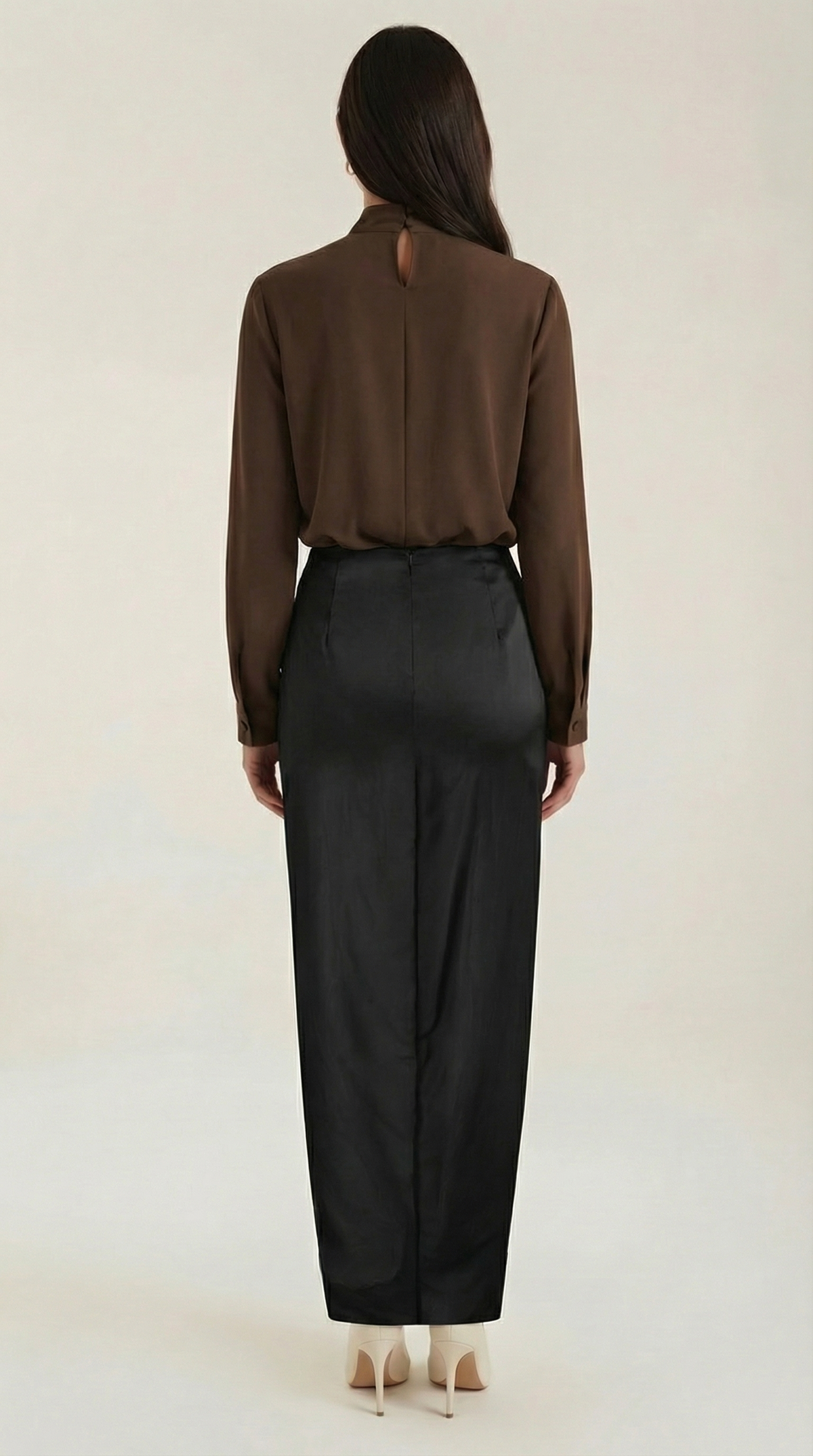 Blusa Donna con Collo Alto Annodato