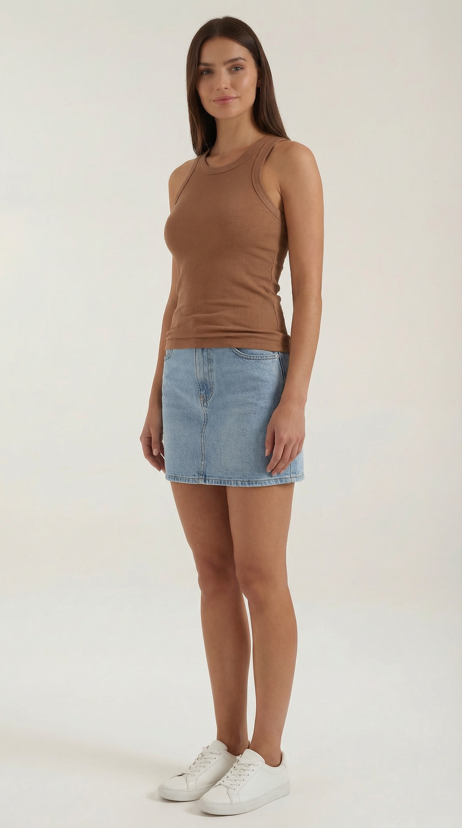 Top Donna Senza Maniche a Coste