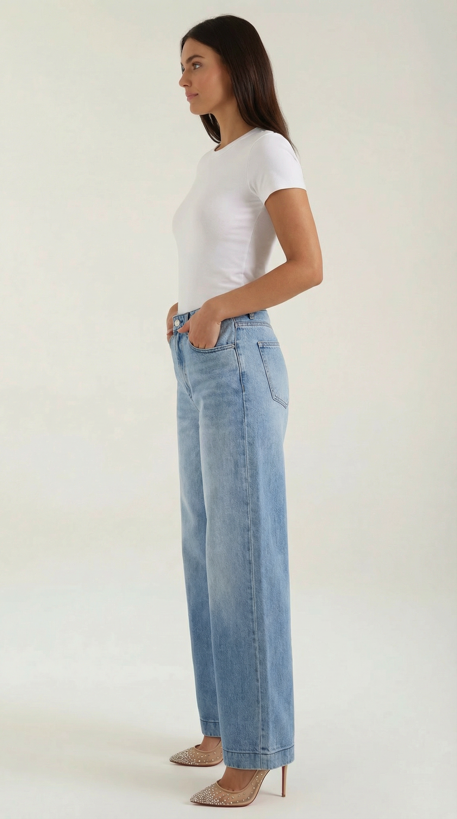 Jeans Donna a Gamba Ampia Rétro