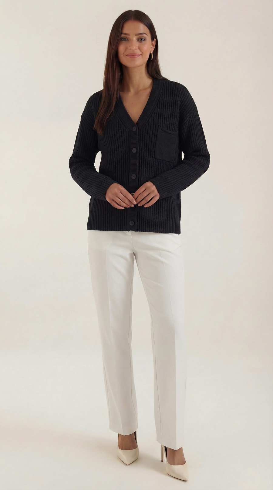 Cardigan Oversize Donna in Maglia a Coste