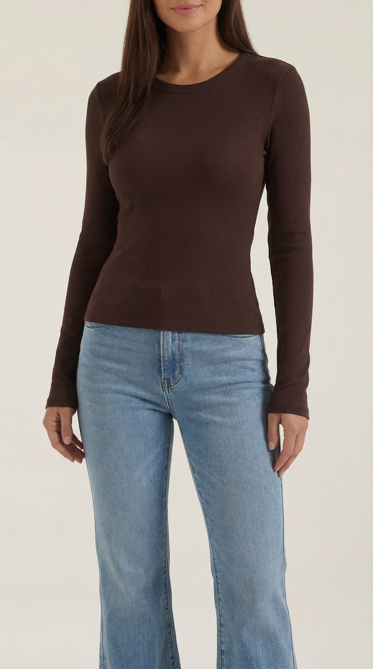 Maglia Donna a Coste con Scollo Rotondo
