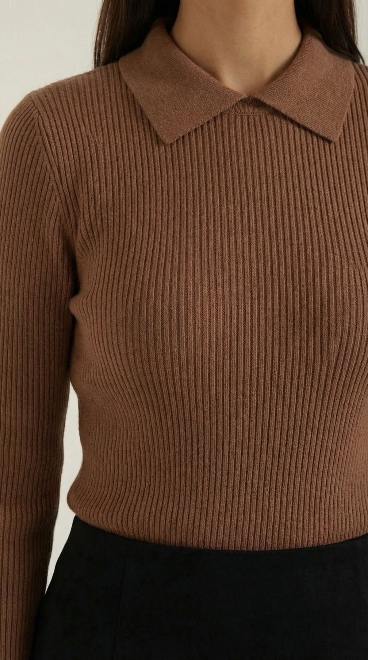 Maglia Donna con Colletto in Lana a Coste