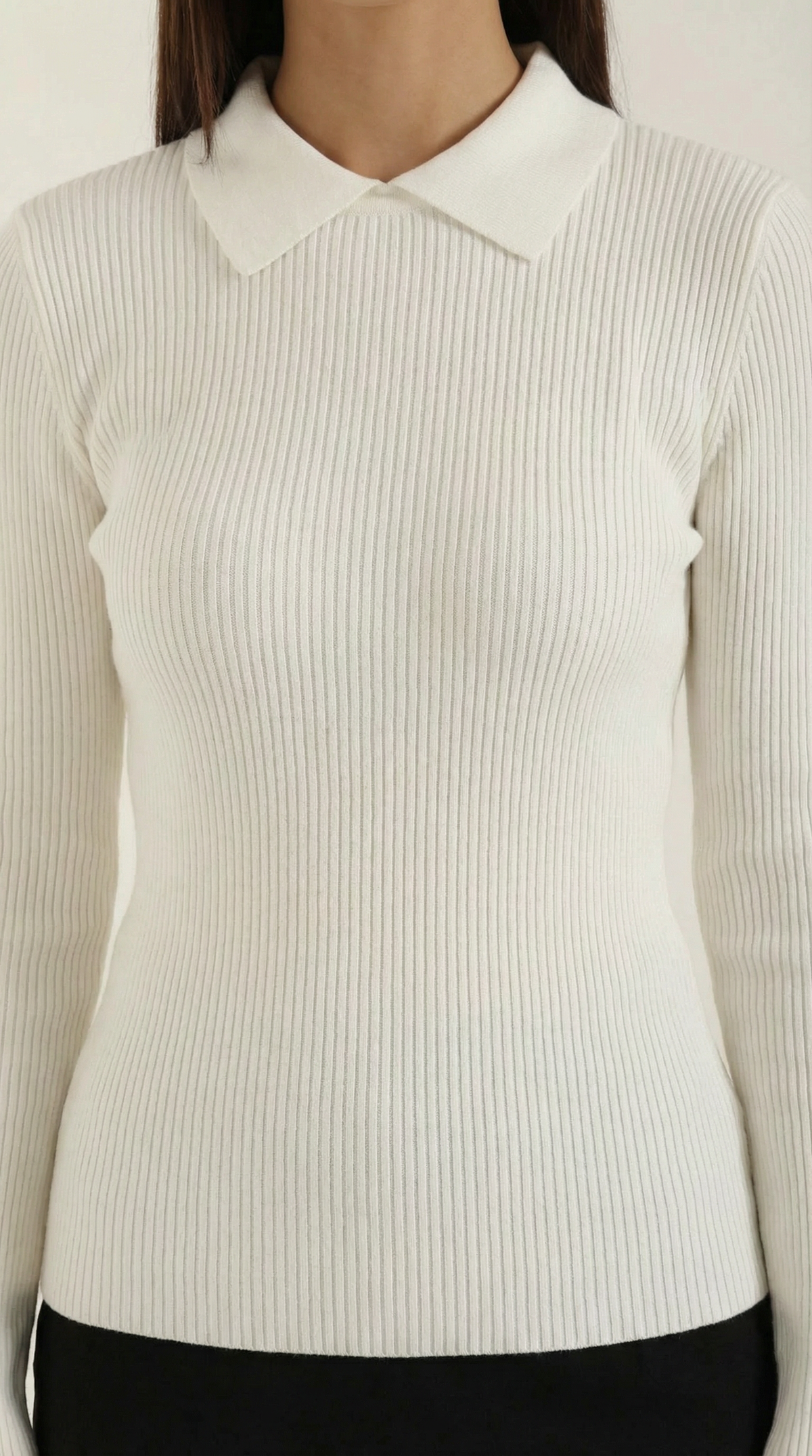 Maglia Donna con Colletto in Lana a Coste