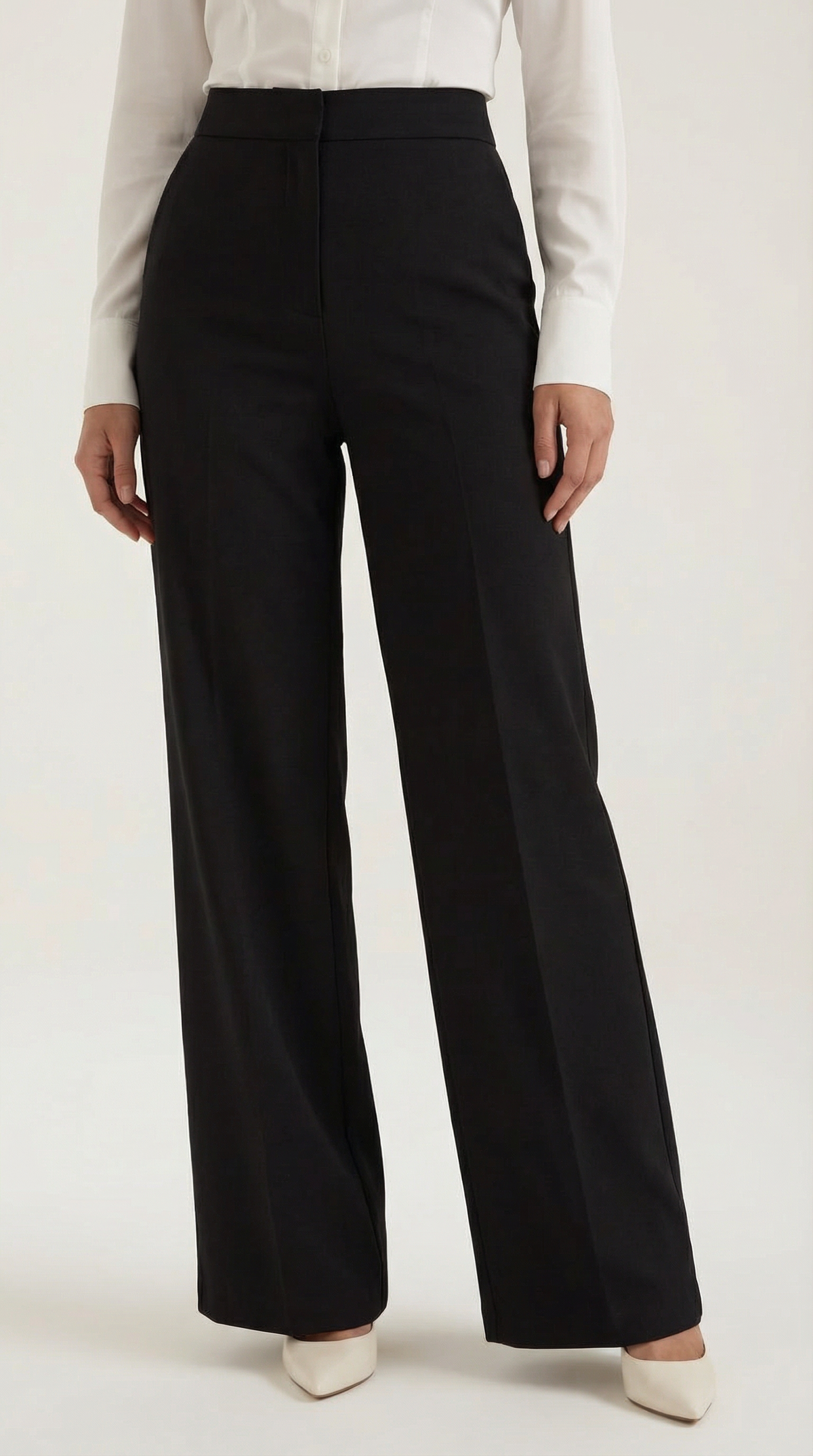 Pantaloni Donna a Gamba Larga Sartoriali con Pieghe