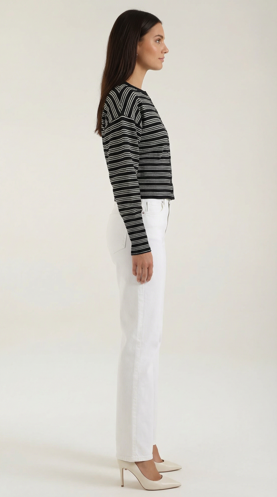 Cardigan Crop Donna a Righe