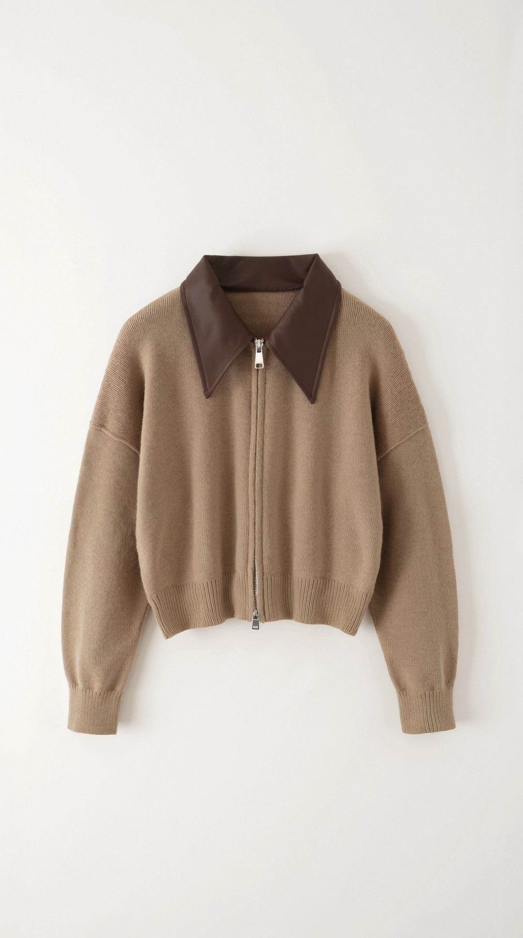 Cardigan Corto Donna con Colletto a Contrasto