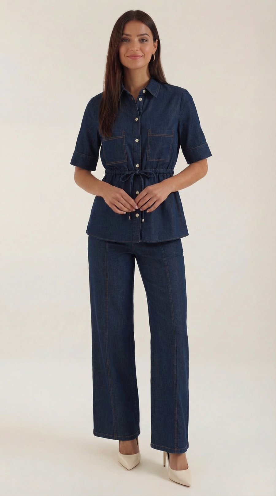 Pantaloni Donna in Denim a Vita Regolabile