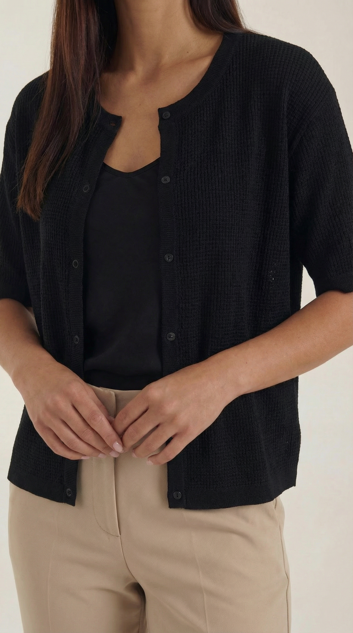 Cardigan Donna a Maniche Corte