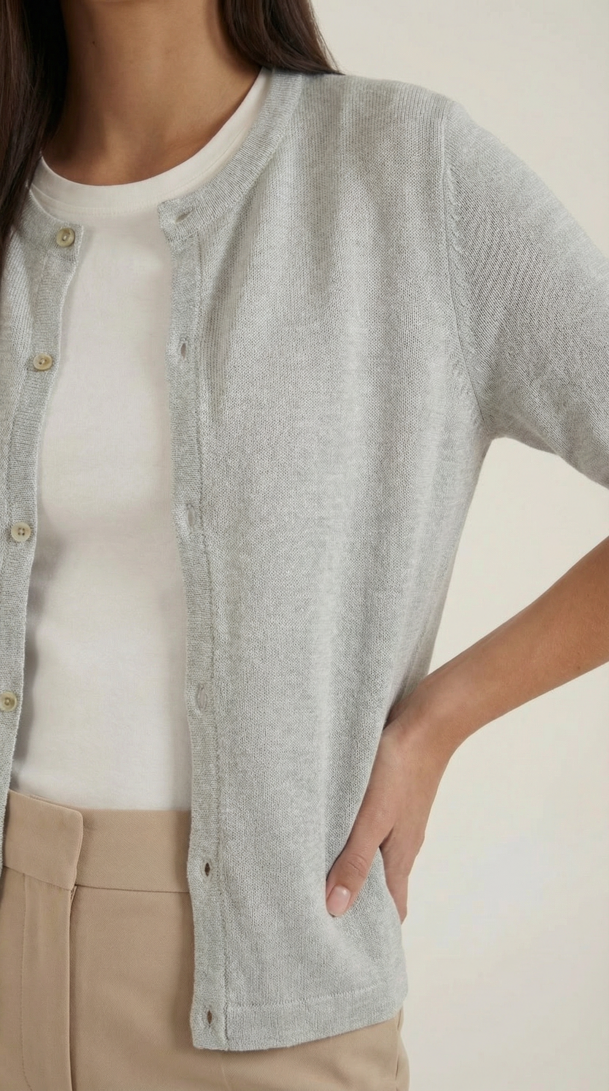 Cardigan Donna a Maniche Corte