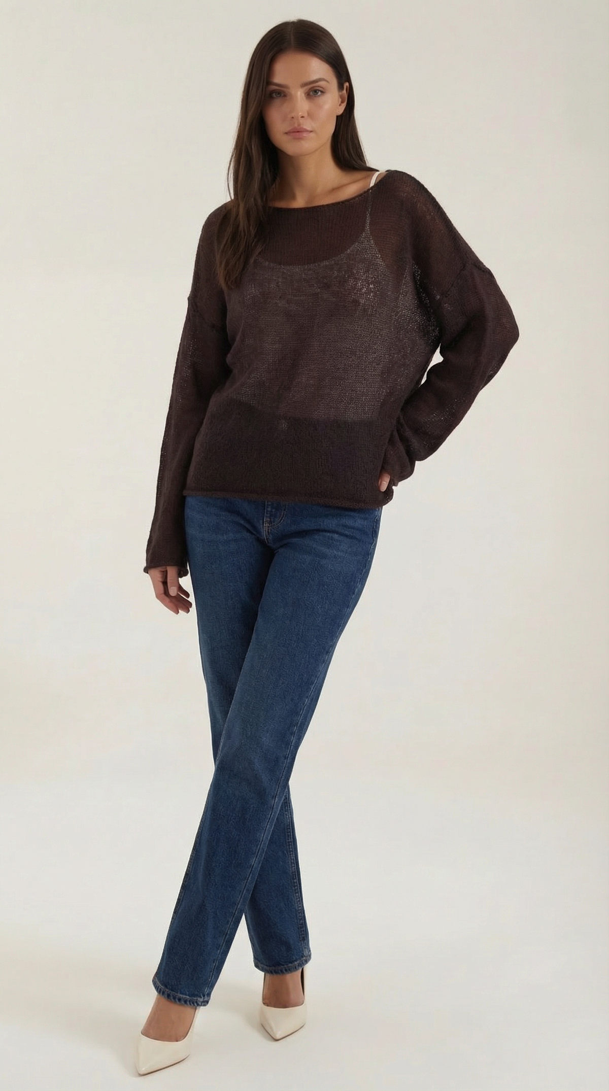 Top Donna Oversize Trasparente in Maglia