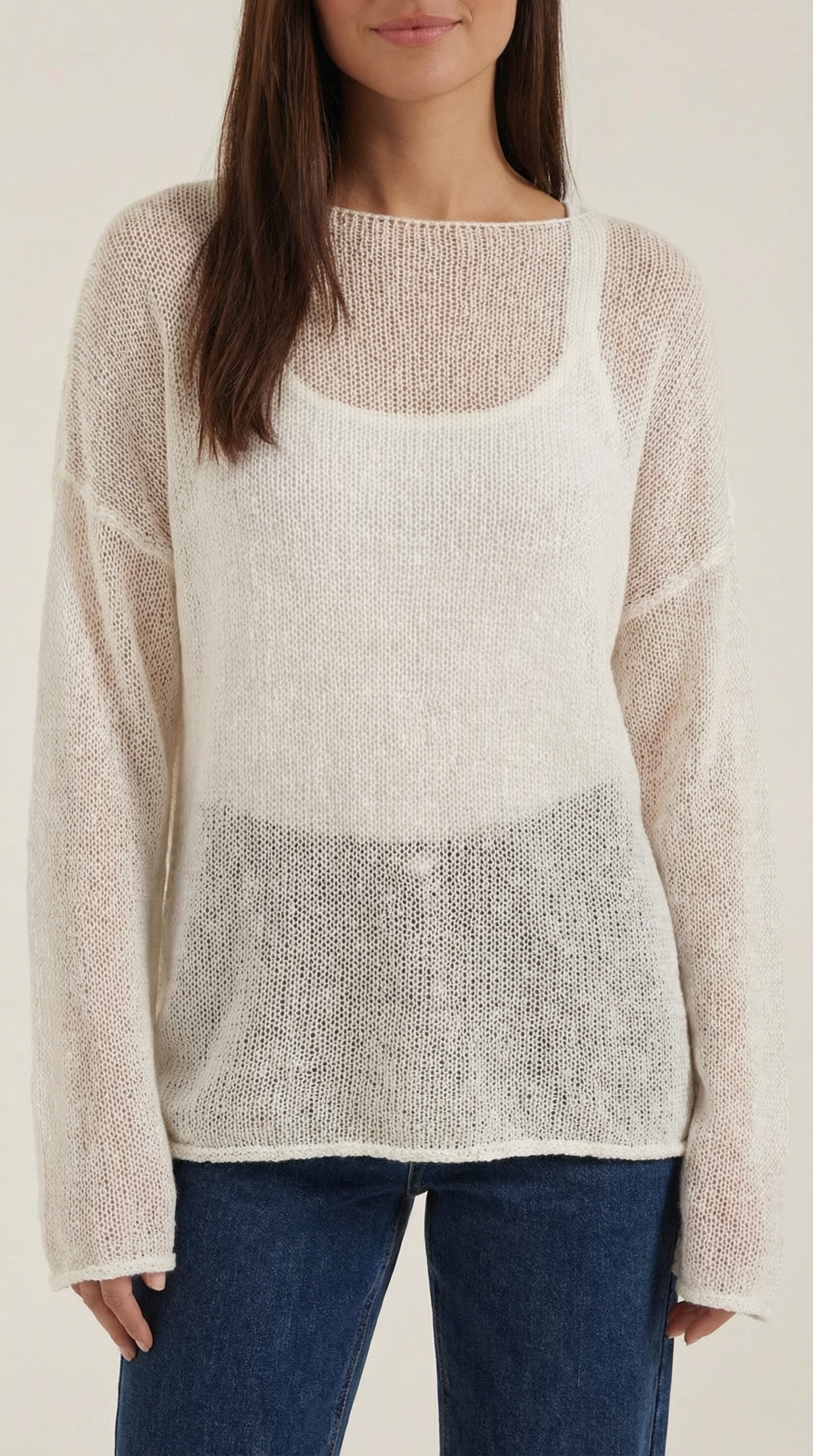 Top Donna Oversize Trasparente in Maglia