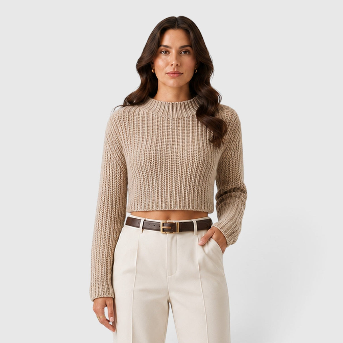 Maglione Crop Donna con Maniche a Campana